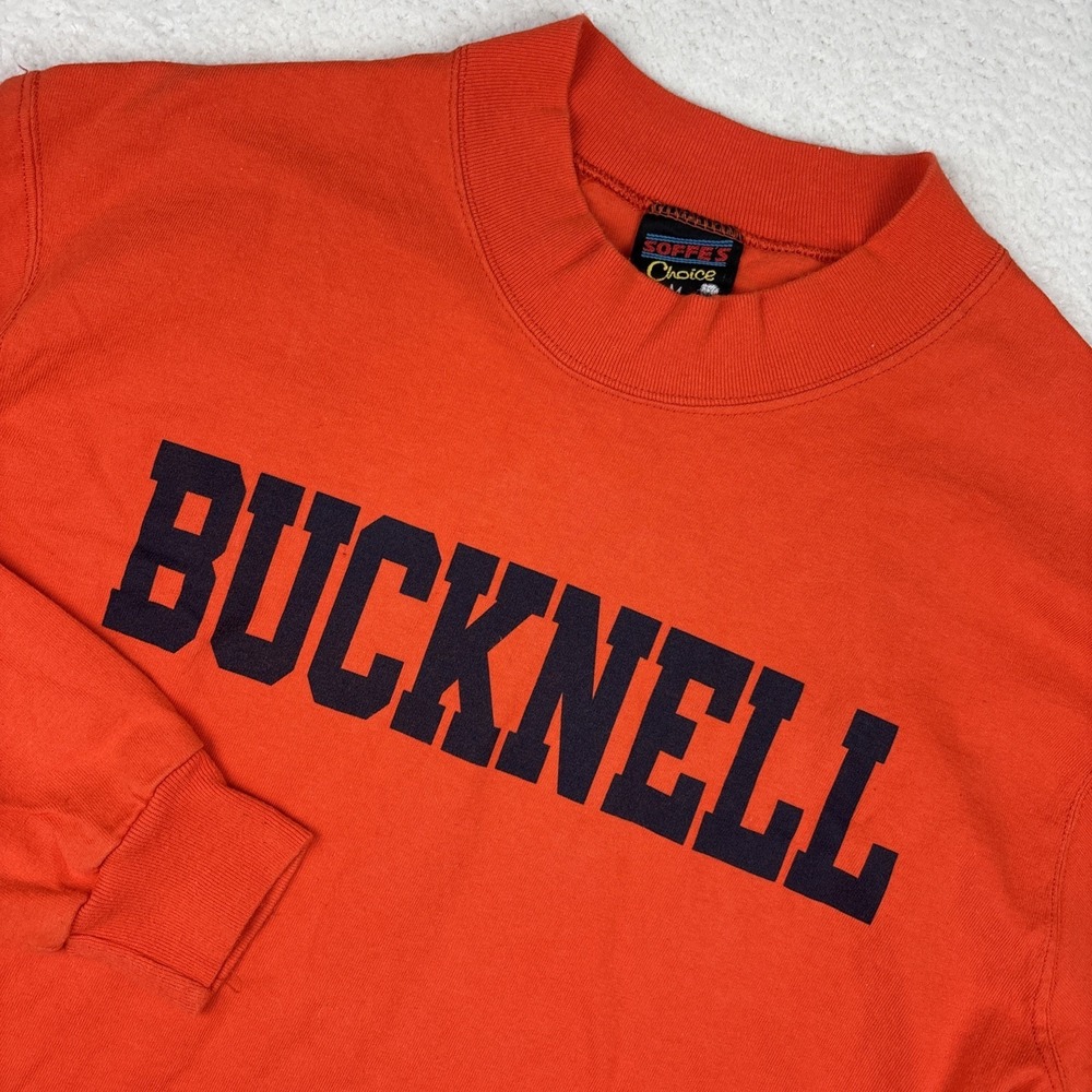 VINTAGE BUCKNELL University Long Sleeve Shirt Medium Orange Tee USA Heavyweight